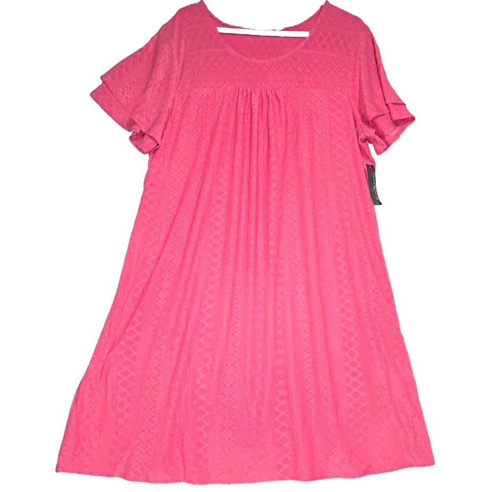 Kim Rogers, Curvy Dress, Pink,‎ 2X, 40" long, Short Ruffle Sleeve, lined